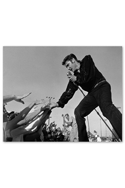 Cakatablo Ξύλινος πίνακας ζωγραφικής Έλβις Πρίσλεϊ στο συναυλία με τους θαυμα...