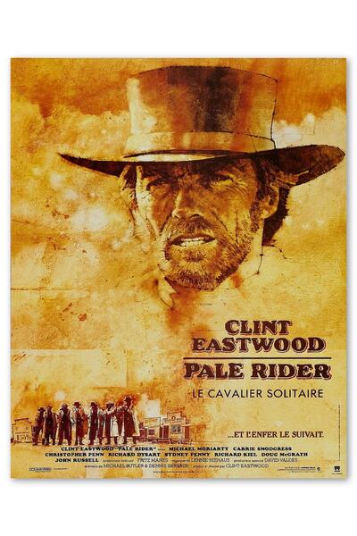 Cakatablo Ahşap Tablo Clint Eastwood Soluk Yüzlü Adam Filmi Afiş (25x35 Cm Boyut)