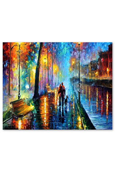 Cakapuzzle أضواء الشوارع زوجين يمشي وكلب لوحة زيتية 1000 قطعة لغز الصور المقط...