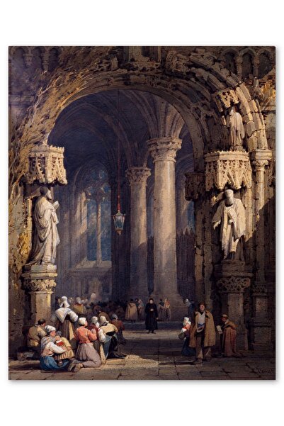 Cakatablo Ξύλινος πίνακας Ελαιογραφία Ανθρώποι που προσευχόμονται στην καθεδρ...