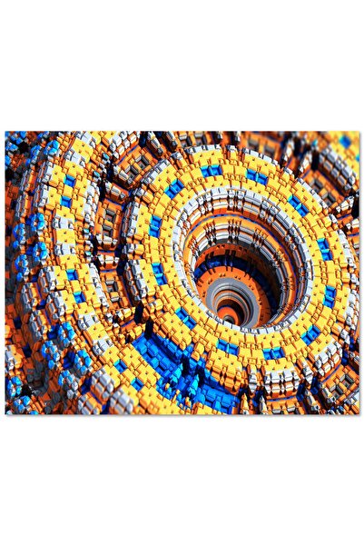 Cakatablo Ahşap Tablo Renkli Daireler Bloklar Sarmal Kompleks (25x35 Cm Boyut)