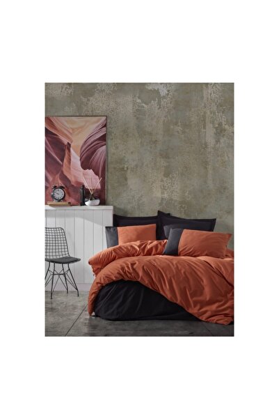 Cotton Box Plain Çift Kişilik Nevresim Takımı Kiremit-siyah
