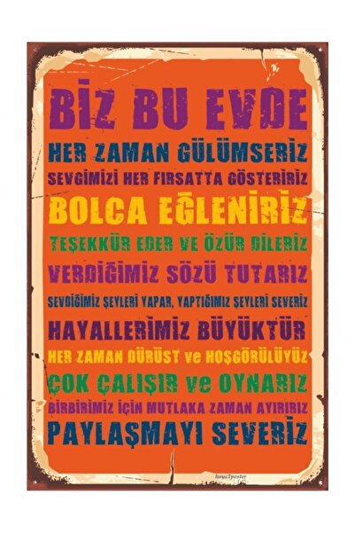 Hayal Poster Mutlu Aile Tablosu Retro Vintage Ahşap Poster