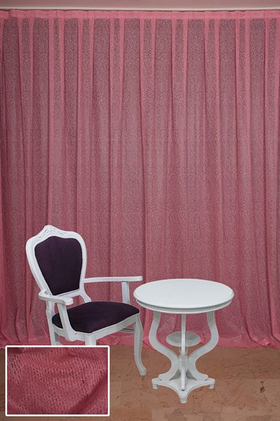 AKÇA TEKSTİL Striped Model Pink Color Single Wing Ready-made Planted Pleated Background Curtain 300*260 Cm