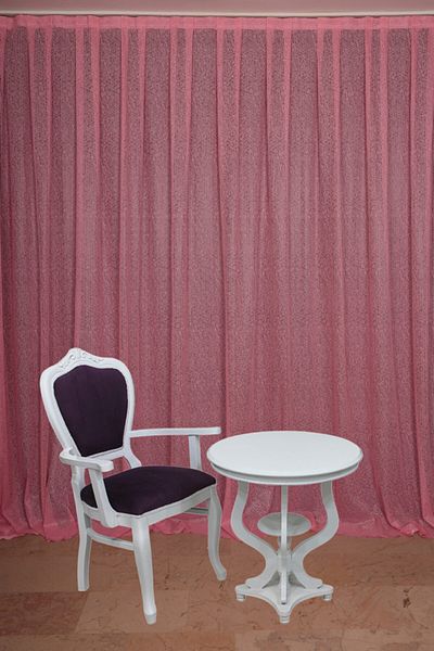 AKÇA TEKSTİL Striped Model Pink Color Single Wing Ready-made Planted Pleated Background Curtain 300*260 Cm