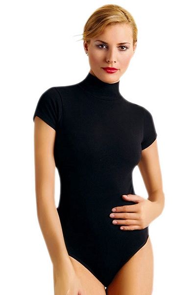 Anıt Women's White Lycra Cotton Turtleneck Short Sleeve Snap-On Body 4056