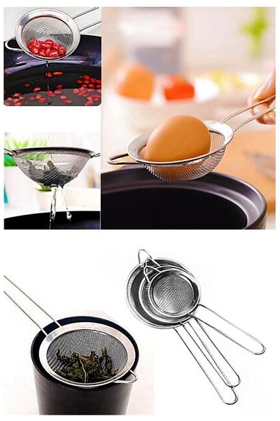 Enfa Metal Stainless Strainer Set of 3