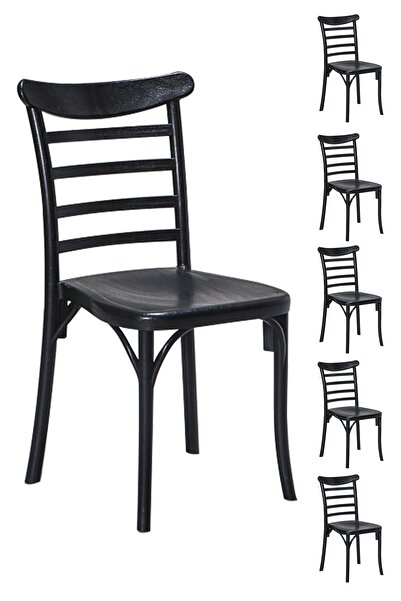 SANDALİE 6 Adet Efes Siyah Sandalye / Balkon-bahçe-mutfak