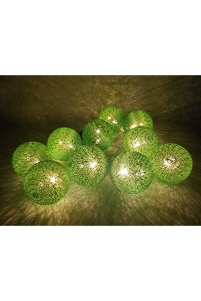 MOBGİFT Led Işıklı Koton Top Dizeleri 10 Lu 2 Metre - Yeşil