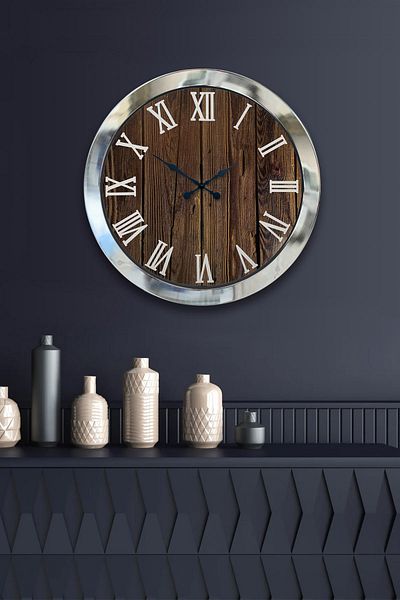 Kasva Concept Cadou 36 Cm Crom Metal Lemn Ceas de Perete