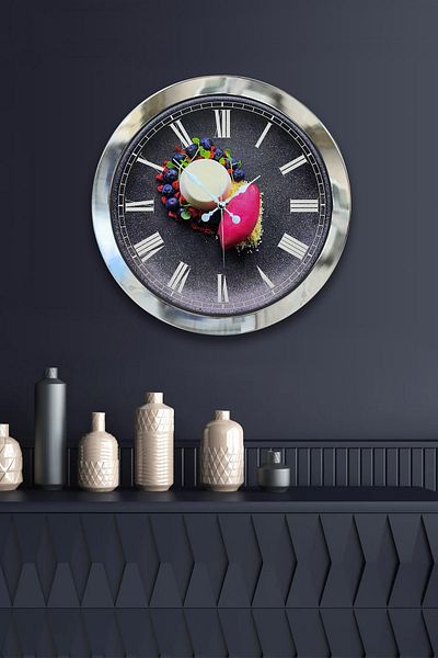 Kasva Concept Gift 36 cm Chrome Metal Kitchen Wall Clock