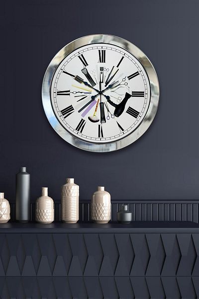 Kasva Concept Gift 36 cm Chrome Metal Hairdresser Wall Clock