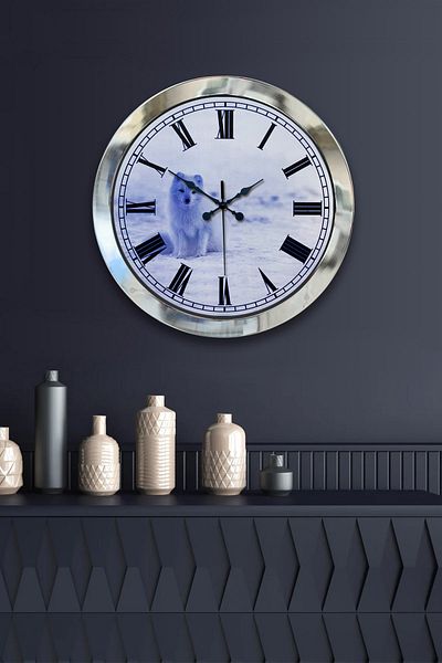 Kasva Concept Gift 36 cm Chrome Metal Animal Wall Clock