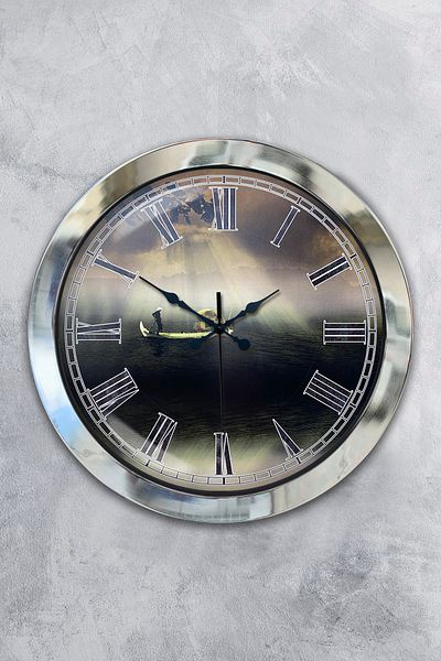 Kasva Concept Gift 36 cm Chrome Metal Peace Wall Clock