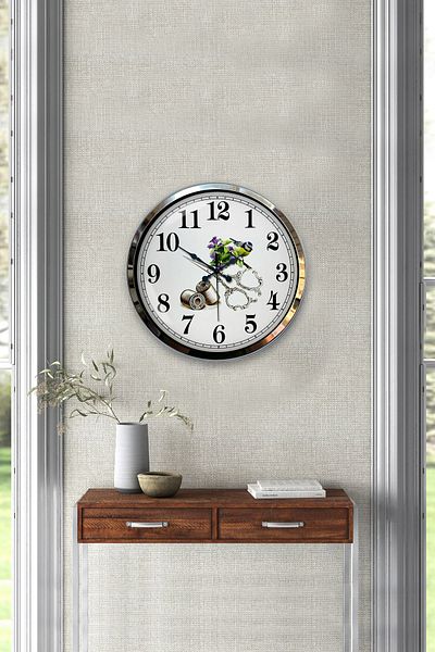 Kasva Concept Gift 40 cm Chrome Metal Tailor Wall Clock