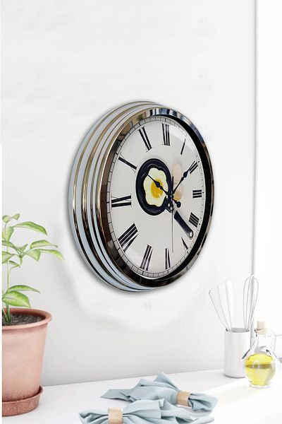 Kasva Concept 40 cm Chrome Metal Kitchen Wall Clock