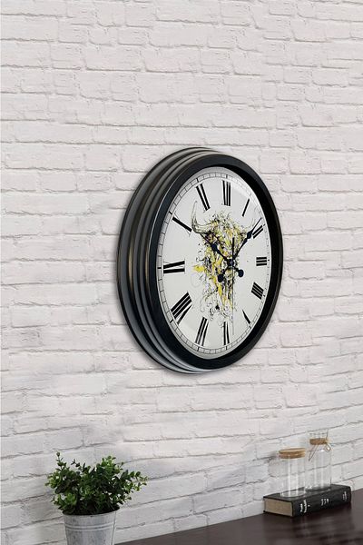 Kasva Concept 40 cm Black Metal Animal Kingdom Wall Clock