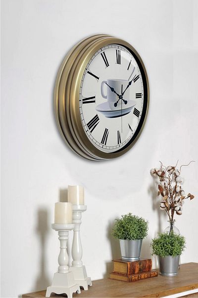 Kasva Concept 40 cm Antique Metal Coffee Wall Clock