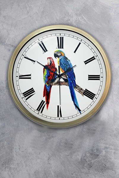 Platin Saat هدية ساعة حائط ببغاء معدنية عتيقة مقاس 40 سم