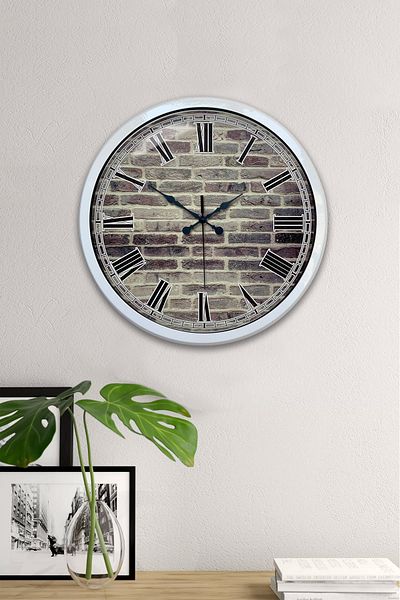 Kasva Concept 40 cm White Metal Stone Wall Wall Clock