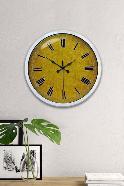 Kasva Concept Gift 40 cm White Metal Yellow Wall Clock