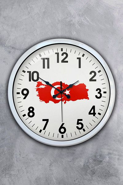 Kasva Concept 40 cm White Metal Türkiye Map Wall Clock