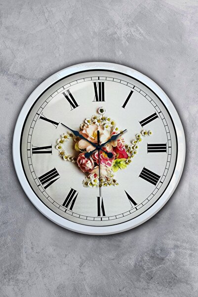 Platin Saat هدية ساعة حائط ديزي معدنية بيضاء مقاس 40 سم