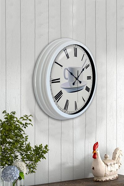 Kasva Concept Gift 40 cm White Metal Coffee Wall Clock