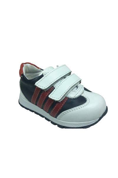 grafen Baby Boys' Sports Shoes White-Black Velcro 100% Leather Anatomical