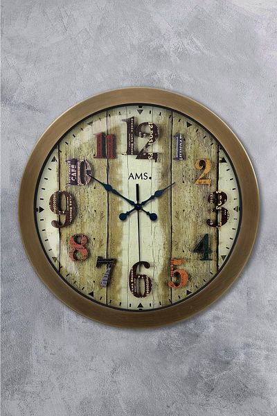 Kasva Concept Gift 36 cm Antique Metal Antique Colored Number Wall Clock