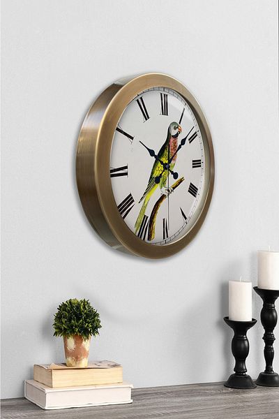 Kasva Concept 36 cm Antique Metal Bird Wall Clock