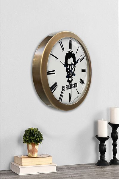 Kasva Concept 36 cm Tumbled Metal Hand Professor Wall Clock