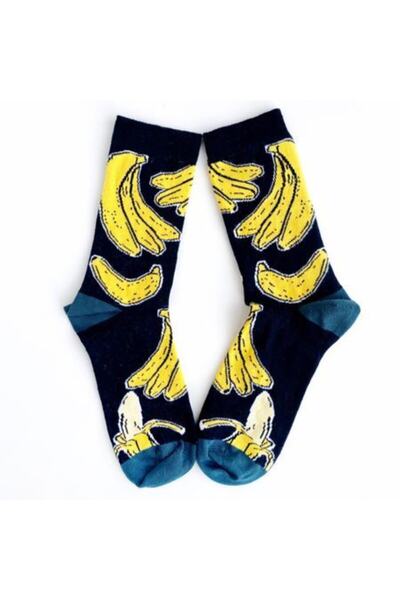 Bikutumutluluk Gift - N445 Yellow- Black Banana Socks