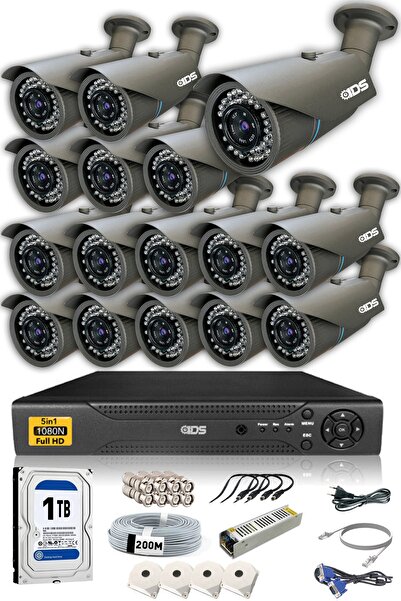 IDS 16 Kameralı Set - 5mp Sony Lensli Fullhd Gece Görüşlü Güvenlik Kamerası Sistemi - 2073-set16-1tb