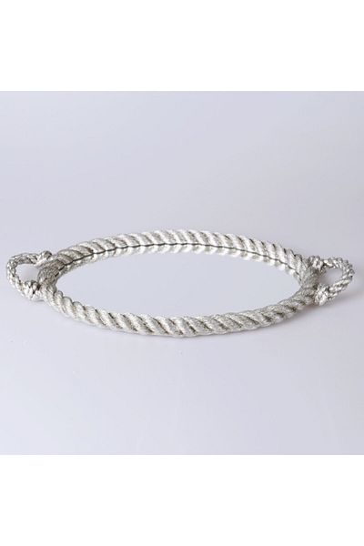 Selim Rope Mirrored Tray Silver
