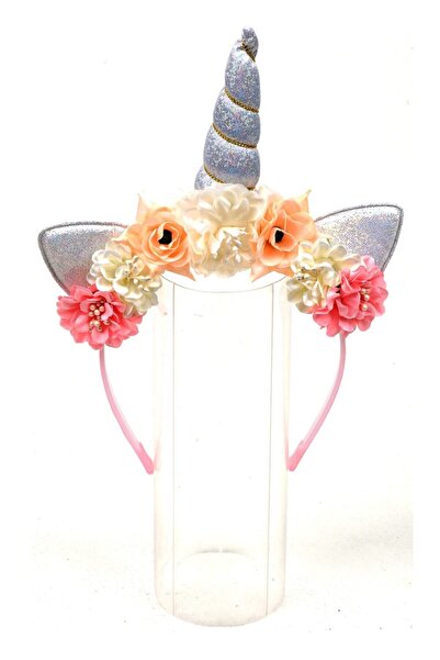 QUEEN AKSESUAR Velika srebrno-siva Sa šljokicama velika cvetna rogova jednoro...