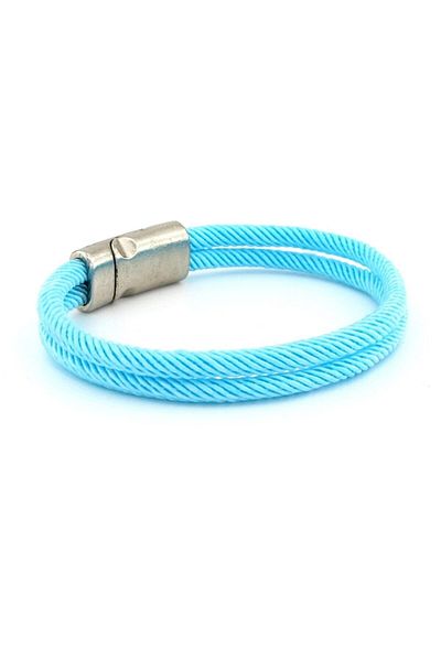 Solfera Light Blue Two Row Magnetic Clip Men's Bracelet M013y
