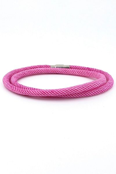 Solfera Two Rows of Wrapped Pink Knitted Rope Men's Bracelet M007w