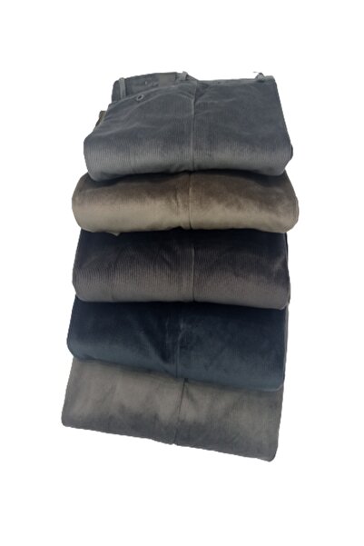 Doratte Moda Kadife Pantolon (klasik Kesim)ince Fitilli Yüksek Bel Içi Polarlı