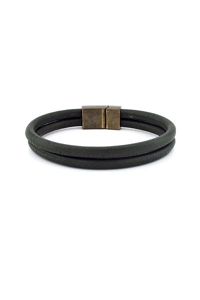 Solfera Khaki Green Original Leather Magnetized Two Row Bracelet M015c