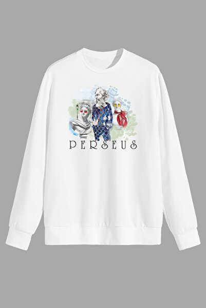 perseusshopping Світшот унісекс білого кольору з принтом скульптур з міфологі...