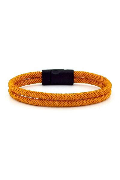 Solfera Mustard Yellow Two Row Metal Magnet Men's Bracelet M013b