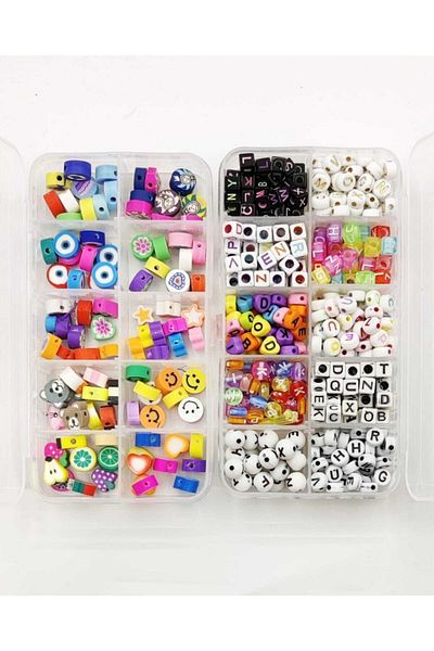 yiğit aksesuar Fimo Beads and Letter Beads Jewelry Making Set (2 PIECES BOX)