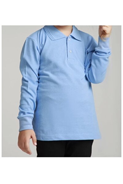 ümitteks iş ve okul kıyafetleri Унісекс зачесаний комір поло з довгим рукавом дитячі сині шорти дитячі