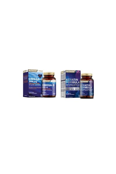 Nutraxin Omega 3 Fish Oil - 2000 Mg 60 Soft Capsules + Keratin Formula 60 Tablets