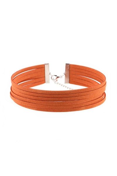 Bijustore Orange Color Women's Suede Choker
