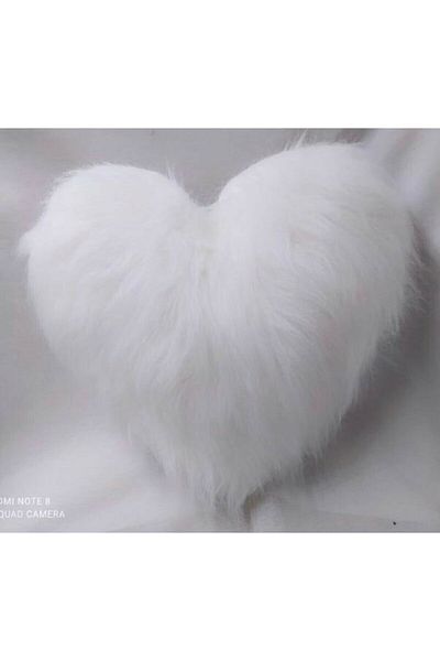 Paris Life Heart Plush Stuffed Pillow - White