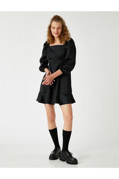 Koton Μίνι φόρεμα με μπαλόνι με λαιμόκοψη