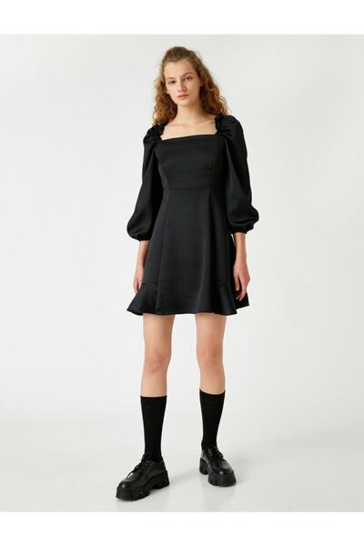 Koton Μίνι φόρεμα με μπαλόνι με λαιμόκοψη