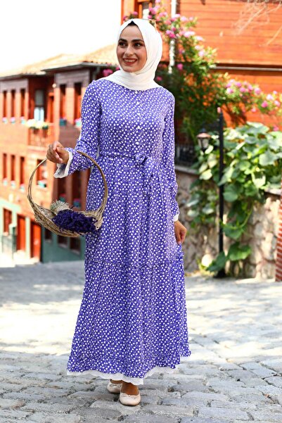 Feiza Collection Kolları Fistolu Tesettür Elbise - Lila